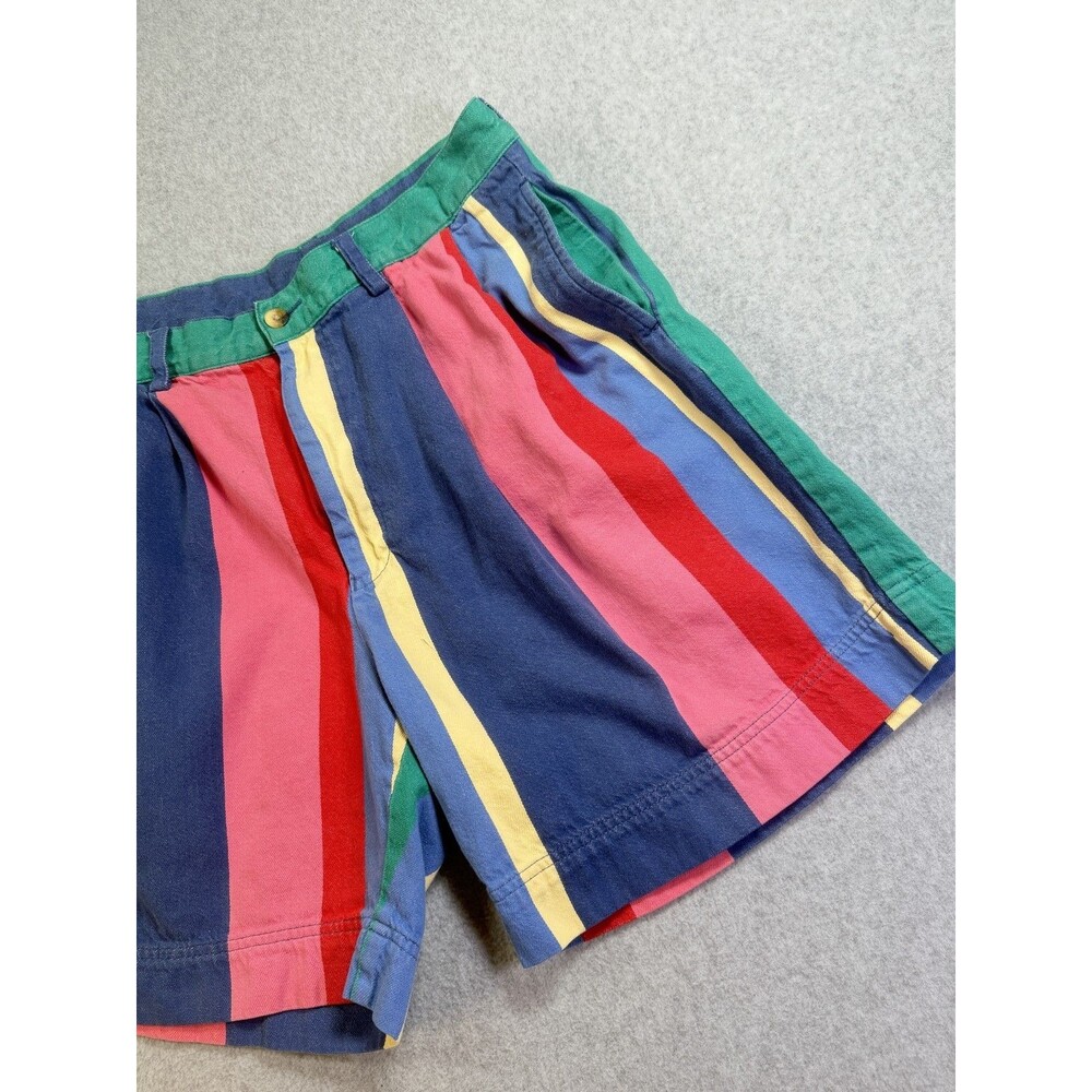 Nautica Men's Striped Shorts Size 36 Multicolor 100% Cotton Pleated Front